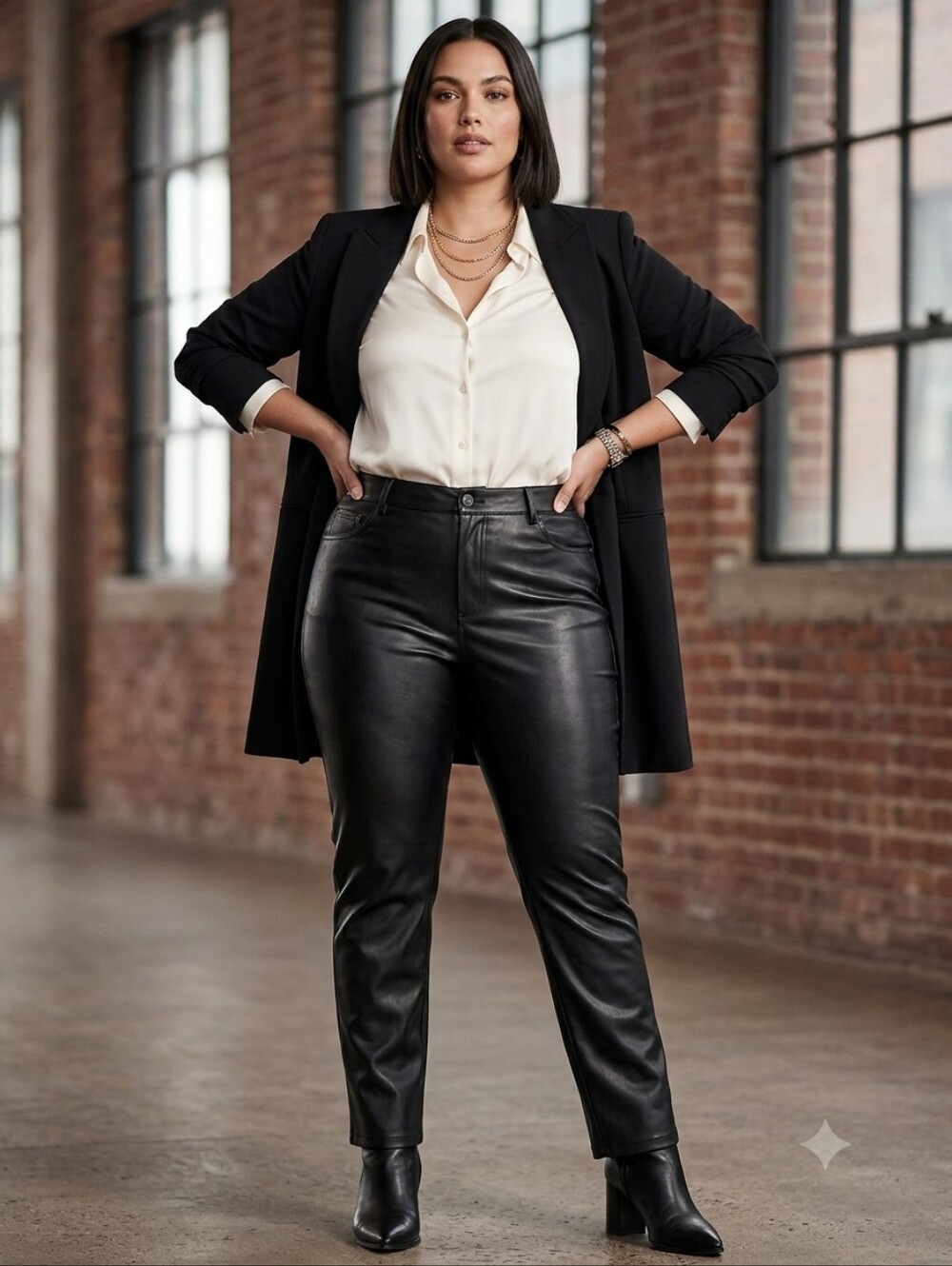 Ashley Stewart black faux leather jeans Size 26 Comfort